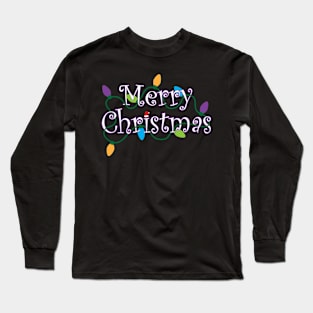 Merry Christmas White and Purple Long Sleeve T-Shirt